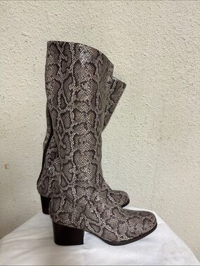 Born Snake-Print Over-the-Knee Boots - Gray